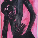 Jesús Reyes Ferreira, Black figure on a pink background