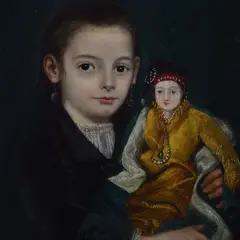 Philippe Rousseau, Little girl with doll, 1877, Initials and date lower right.