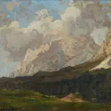 Francesco Sartorelli, Mountain landscape, Sign at the bottom to the left.