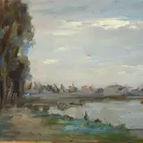 Luigi Cobianco, Landscape, Sign at the bottom to the left.