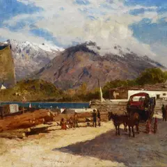 Eugenio Gignous, On the shore of the lake, 1878