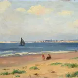 Alfredo d'Andrade, On the beach, Sign at the bottom to the left. Verso: "Alfredo de Andrade".