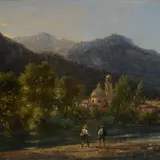 Giuseppe Canella, Fishermen on the river, Sign at the bottom to the left. On the reverse: in ink "Giuseppe Canella".
