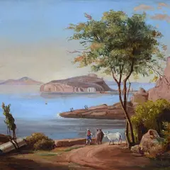 Ercole Gigante, Nisida seen from Posillipo, Sign at the bottom to the left.