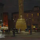 Piazza Colonna in Rome by Renato Natali, Sign at the bottom to the left. On the reverse: signature and title., offered Jun 2023