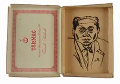 Portrait (on inside of Turmac cigarette box) by Ottone Rosai, 1958, offered May 2023