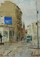 Glimpse of Milan by Francesco Pagliazzi, 1953, offered May 2023