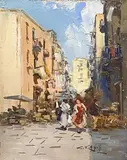 Giuseppe Rispoli, Market, Signature lower right. & Nbsp;
