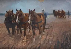 Plowing by Eugen Osswald, 1948, offered May 2023