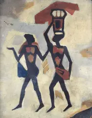 Water carriers by Otto Fuchs, Oil on cardboard, offered May 2023