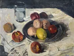 Paul Erbe, Still life with fruit, Sign at the bottom to the left.