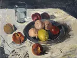 Paul Erbe, Still life with fruit, Sign at the bottom to the left.