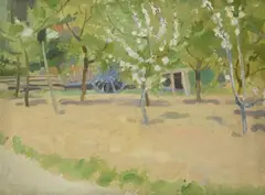 Paul James Logan Wyeth, Horse-drawn carriage in the countryside, Sign at the bottom to the left.