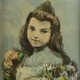 Adolfo Saporetti, Little girl with flowers, 1970