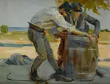 Francesco Galante, Soldiers with barrels, 1917
