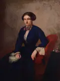 Hippolyte Flandrin, Portrait of a noblewoman, 1846, On the reverse: Mairie Nièvre Poiseux branding