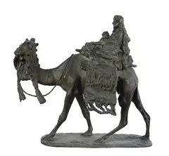 Ernesto Bazzaro, Bedouin maternity, Signature at the base. Bronze sculpture.
