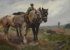 Max Bergmann, After work, Sign at the bottom to the left.