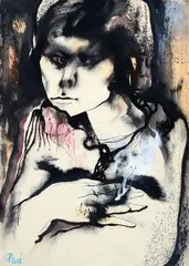 Lass by Giuliano Pini, 1960, Tempera on paper, offered Mar 2023