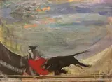 Ugo Capocchini, Bullfighter and bull, Signature lower right. On the reverse: Prof. Eligio Di Volo collection label with details of the work