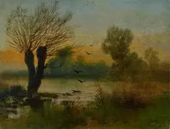 Lake landscape by Henry Marko', Signature lower right., offered Mar 2023