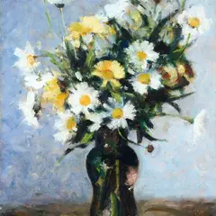 Daisies by Corrado Michelozzi, Initials lower left. On the reverse: signature and title., offered Mar 2023
