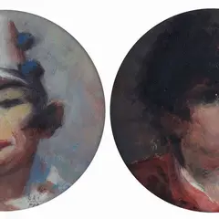 Two faces by Corrado Michelozzi, Initials lower right., offered Mar 2023