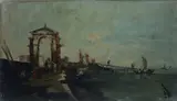 Ada Righini, The Brenta canal, Authorized copy of the homonymous painting by Francesco Guardi in the Uffizi Gallery in Florence. On the reverse: