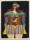 Richard Lidner, Femme au chapeau, 1975, Signature lower right; edition lower left.