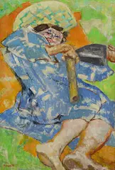 Fausto Pirandello, Girl with the hoe, 1961, Sign lower left. On the reverse: stamp of Galleria Petrarca