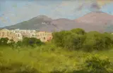 Giovanni Battista Filosa, Landscape with houses, Sign at the bottom to the left.
