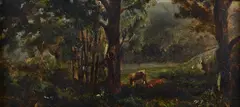 Giuseppe Palizzi, Landscape in Fontainebleu, 1870, On the reverse: signature