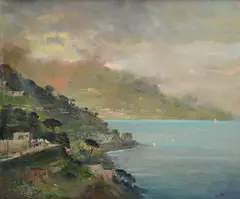 Coastal view by Oscar Ricciardi, offered Feb 2023