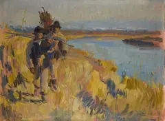 Peasants along the river by Umberto Coromaldi, offered Feb 2023