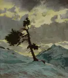 Carlo Follini, Snowy landscape with tree