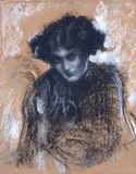 Arturo Rietti, Female portrait, Sign at the bottom to the left.