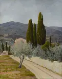 Giacomo Delcroix, Florentine landscape, Sign at the bottom to the left.
