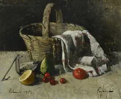 Still life with basket by Francesco Pagliazzi, 1951, offered Feb 2023