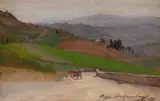 Raffaello Gambogi, Country road with cart, 1911
