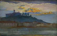 Landscape with houses by Giulio Cesare Vinzio, Sign at the bottom to the left., offered Feb 2023