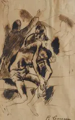 Felice Carena, Deposition, Signature lower right.