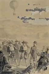 The Colonel had risen in that balloon by Riccardo Pellegrini, Illustration for the Jacobins. Signature lower right. On the reverse: title., offered Feb 2023