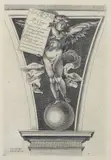 Cherubino Alberti, Frontispiece with putto holding up a tablet (after Polidoro da Caravaggio), Burin engraving