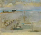 Marianne Gábor, At the dock, On the reverse: signature