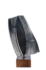 Simon Benetton, F perception, 1976, Steel sculpture. Signature