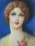 Giovanni Guerzoni, Portrait of a girl, Indistinct signature lower right.
