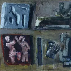 Composition by Mario Sironi, Signature on the right in the composition. On the reverse: label Galleria La Bussola, offered Dec 2022
