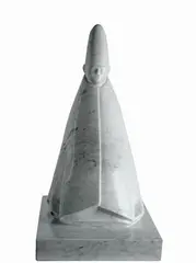 Seated Cardinal by Giacomo Manzù, 1985, Sculpture in white Carrara marble. Signed at the base on the reverse., offered Dec 2022