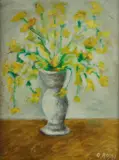 Ottone Rosai, Vase with yellow tulips and daffodils, 1954