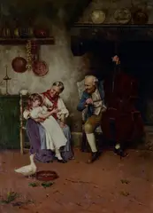 Interior with figures by Alessandro Sani, offered Dec 2022